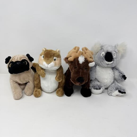Ganz Webkinz Lot of 4 Pug Chipmunk Reindeer Koala No Codes Plush Stuffed Animals - Picture 1 of 10